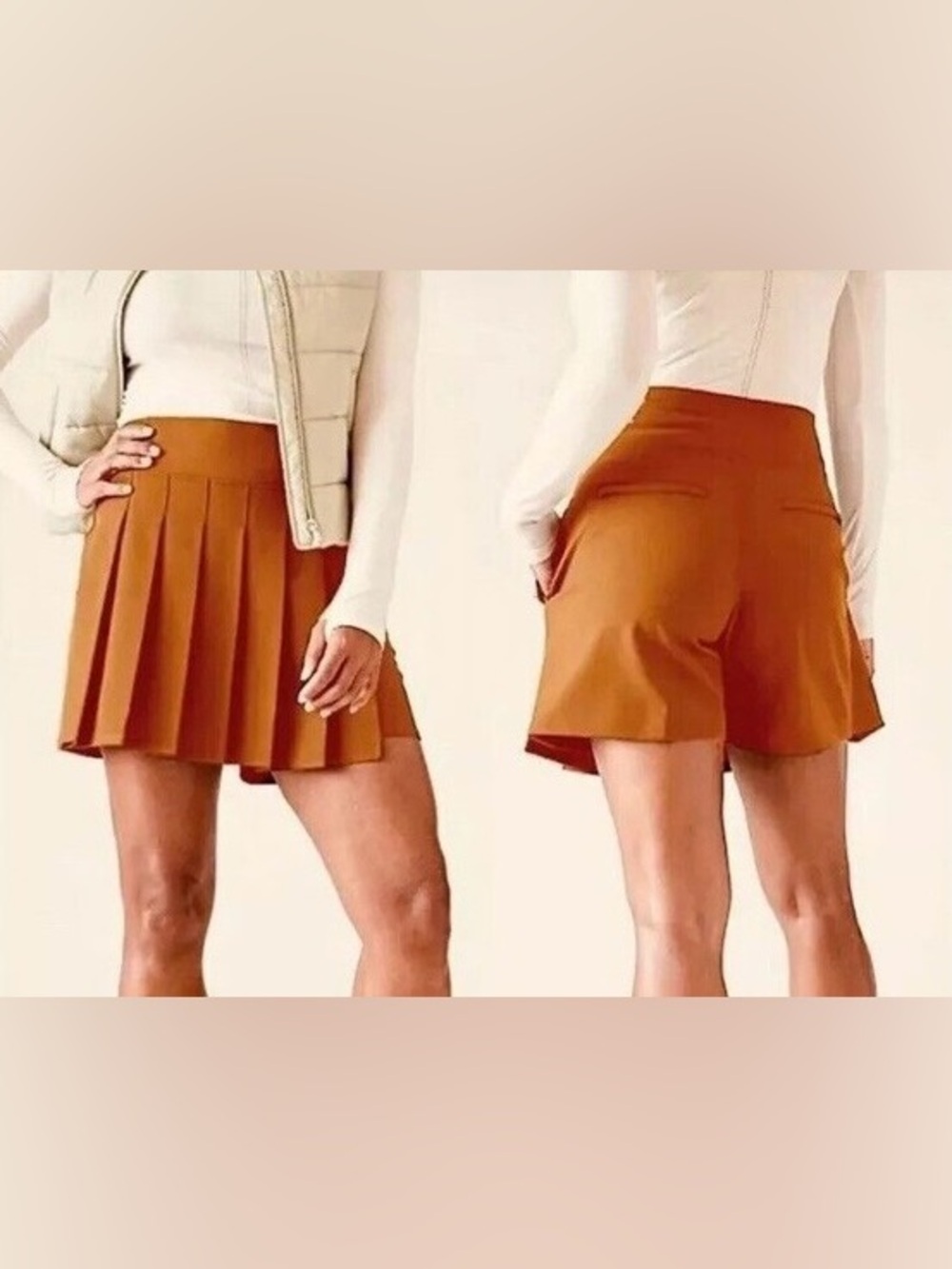 Athleta Endless Pleated Rust-Orange Skort